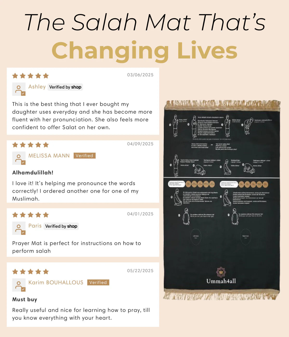 Step By Step - Visual Padded Prayer Mat for Learning Salah