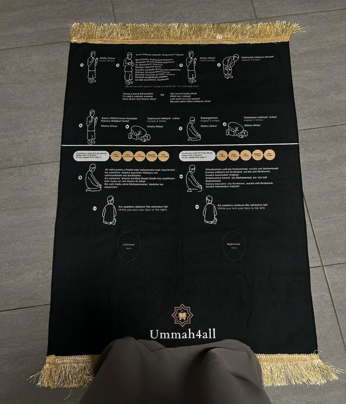 Step By Step - Visual Padded Prayer Mat for Learning Salah