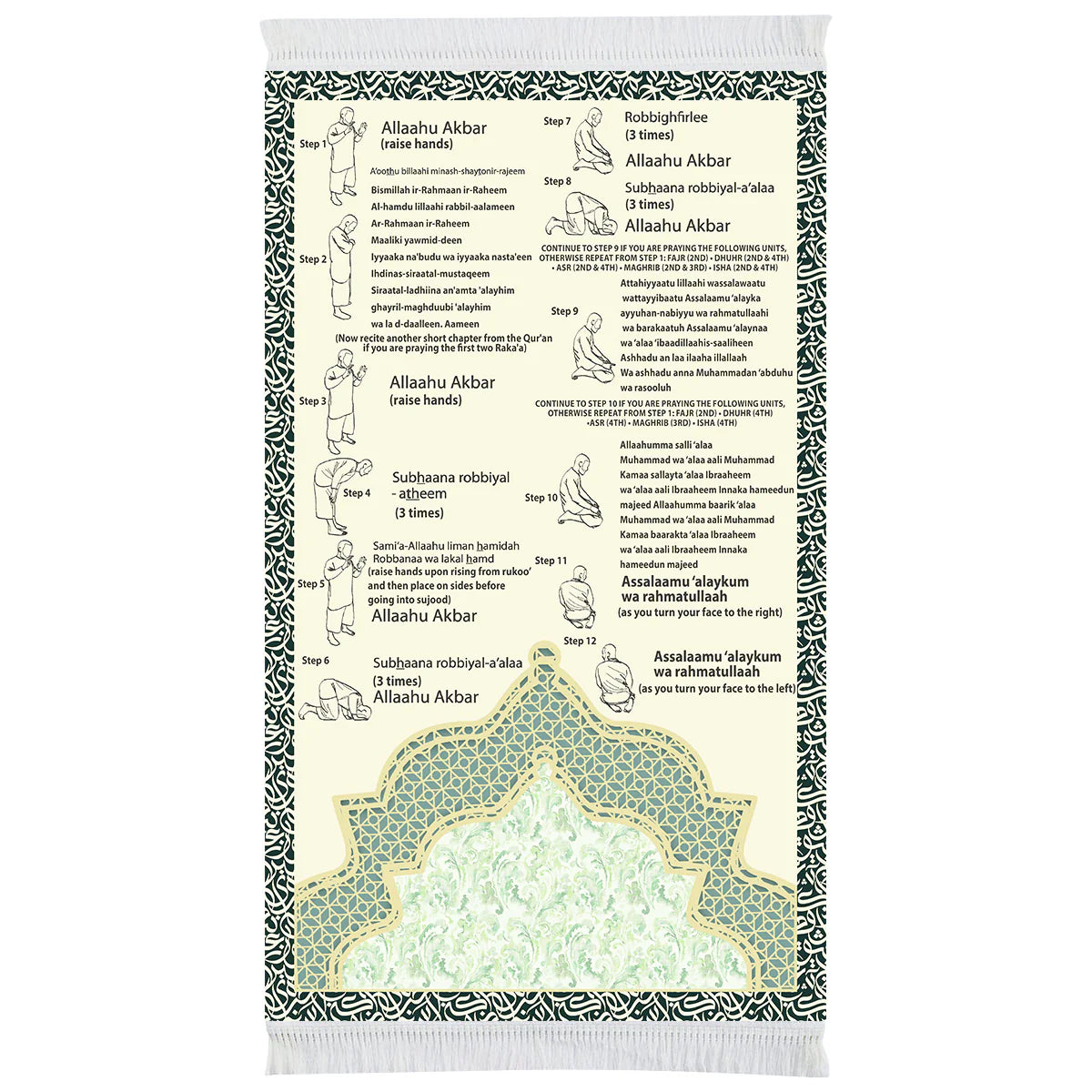 Step By Step - Visual Padded Prayer Mat for Learning Salah